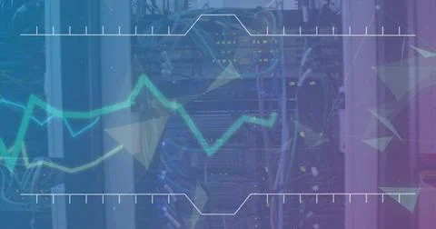 Showing central network server rack operating in data center with Ethernet Stock Photos