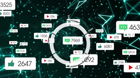 Showing circular segmented chart with green comment bubble, animating metric Stock Footage 309286174