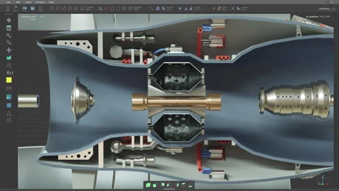 Showing Components Of Heavy Turbine In Project Development Program Interface Stock Footage 292638128