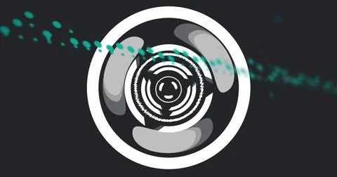 Showing concentric ring with textured edge and glossy segments on charcoal Stock Photos