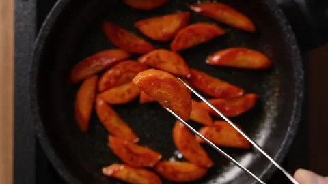 Showing Cooked Carrot Half Round To Camera Top View Close Up 스톡 동영상 336204507