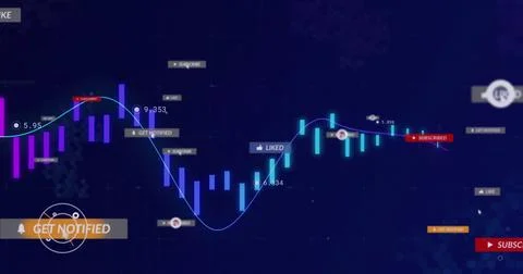 Showing data dashboard with fluctuating line and bars, notification badges and Stock Illustration
