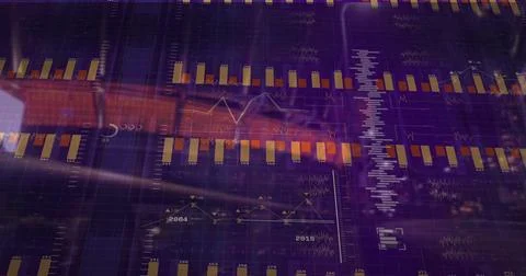 Showing data visualization panel at dashboard, with yellow bar charts and white Stock Photos