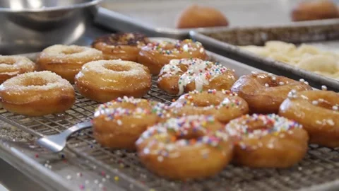Showing decorated donuts Stock Footage 307339990
