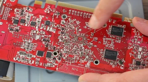 Showing details on microcircuit chip Stock Footage 52733959