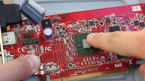 Showing details on microcircuit chip Stock Footage 52734318