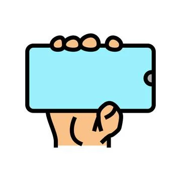 Showing digital image on smartphone display color icon vector illustration Stock Illustration