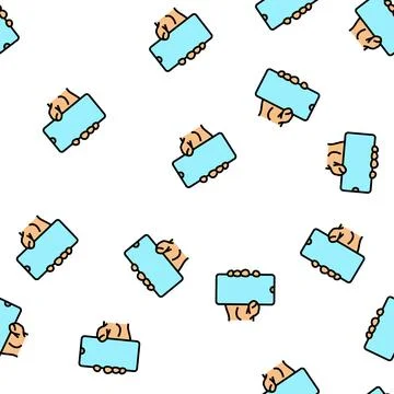 Showing digital image on smartphone display vector seamless pattern Stock Illustration