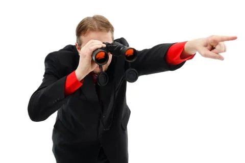 Showing direction with binoculars Foto stock