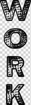 Showing distressed WORK letters in vector design, featuring speckled black, Stock Illustration