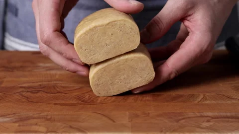 Showing Dough Texture Inside Close Up Front View Видео 334336977