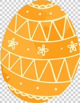 Showing Easter egg with orange watercolor, cream triangles, dots, flowers on Stockillustratie