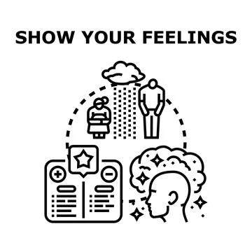 Showing emotional intelligence concepts and expressing feelings Stock Illustration