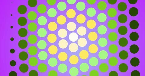 Showing evenly-spaced dot grid radiating on digital magenta-gradient canvas, Stock Illustration