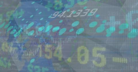 Showing financial data dashboard visualization at virtual interface, with Foto stock