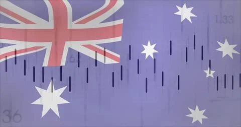 Showing flag merging chart numeric overlays in digital illustration, Union Jack 库存插图