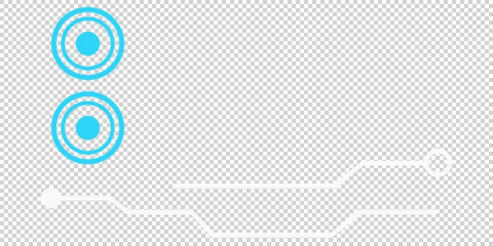 Showing flat abstract tech nodes with turquoise rings and white lines on Stock Illustration