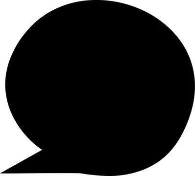 Showing flat black circular speech bubble graphic occupying 95% width on plain Stock Photos
