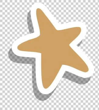 Showing flat design beige five-pointed star with white border black shadow on Stock Illustration