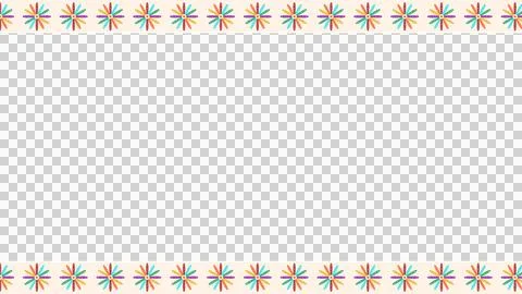 Showing flat frame featuring teal panel with rainbow floral motifs on Illustrazione stock