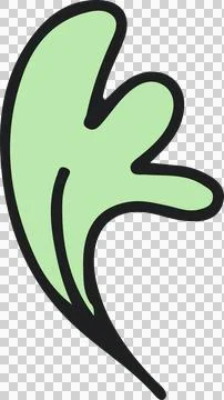 Showing flat green shape curving into three lobes with thick black outline, イラスト素材