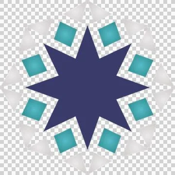 Showing flat pattern with 8-pointed navy star, teal squares gray triangles on 스톡 일러스트