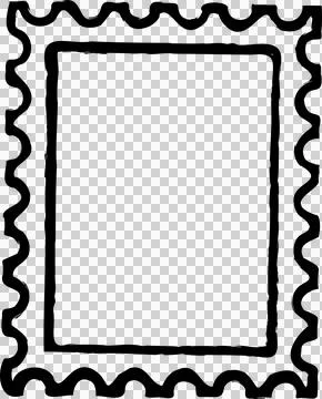Showing flat postage stamp frame with wavy border and inner rectangle on Stock Illustration