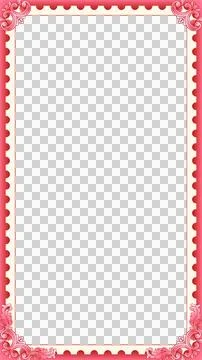 Showing flat rectangular frame with scalloped edges and scrollwork on clear 库存插图