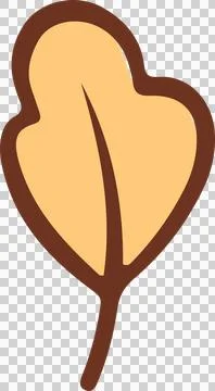 Showing flat-style leaf icon on transparent background with bold brown outline Stock Illustration