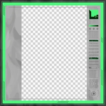 Showing flat techno UI on clear bg with neon border, sidebar and TECHNO ELECTRIC Stock Illustration