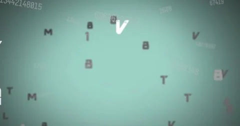 Showing floating alphanumeric characters across abstract digital canvas, with 스톡 사진