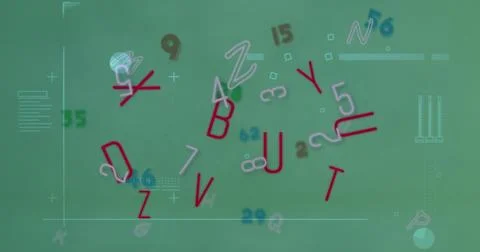Showing floating alphanumeric characters drifting on dashboard screen, with grid Illustrazione stock