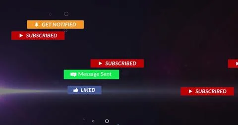 Showing floating notification badges over dark purple-black gradient, with pl 스톡 일러스트