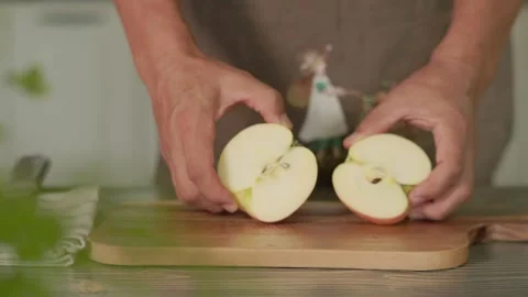 Showing Fresh Apple Cross Section Stock-Footage 344778636