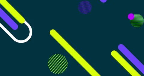 Showing geometric cluster across deep-teal canvas, neon-yellow bar purple bars 스톡 일러스트