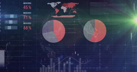 Showing global statistics, animation of data analytics with charts and graphs Stock Footage 303941707