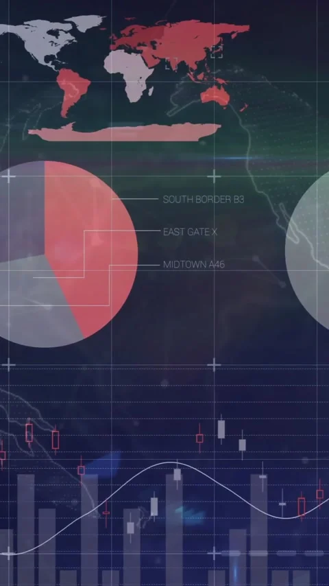 Showing global statistics, animation of data analytics with charts and graphs Stock Footage 344244695