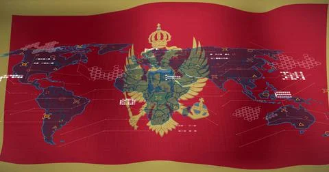 Showing golden double-headed eagle with crown scepter orb in digital flag Stock Illustration
