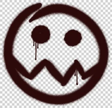 Showing graffiti face outline with dot eyes, zigzag mouth and paint drips on Stock Illustration