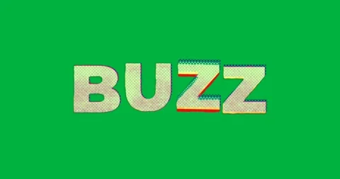 Showing graphic design text BUZZ using gradient dots with glitch outlines on Stock Footage 317669095