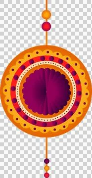 Showing hanging vector ornament with concentric ring dots and beaded string on Stock Illustration