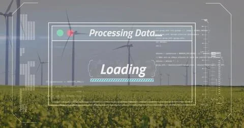 Showing HUD overlay with Processing Data and Loading progress bar over yellow 스톡 일러스트
