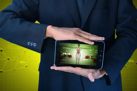 Showing human anatomy in tablet computer Stock Illustration