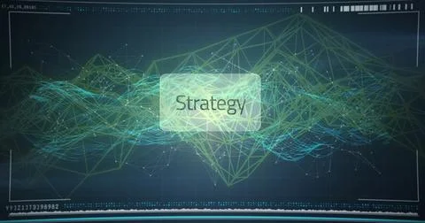 Showing interconnected nodes and lines forming mesh on futuristic UI, Stock Illustration