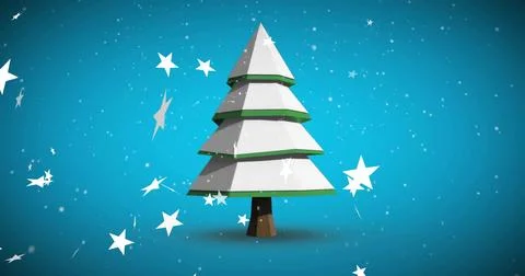 Showing layered white tree with green-trim brown-trunk on teal backdrop, with 스톡 일러스트
