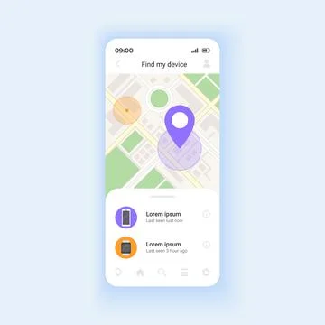 Showing phone location smartphone interface vector template Stock Illustration