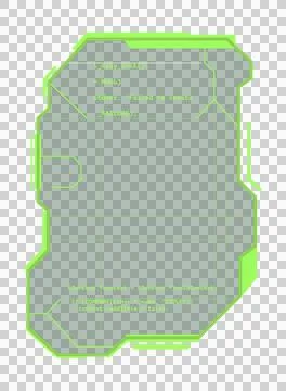 Showing polygonal HUD interface on transparent canvas, highlighting neon green Illustrazione stock