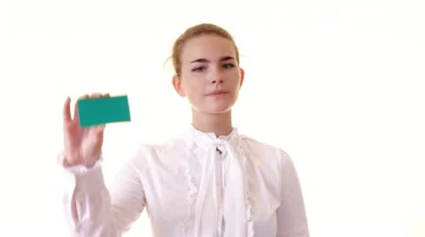 Showing presenting card Stock Footage 11321795