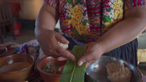 Showing the Process of Making a Tamale Stock Footage 293162977