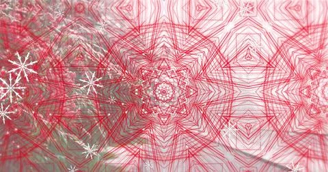 Showing red geometric mandala pattern overlaying foliage in digital artwork, Stock Photos